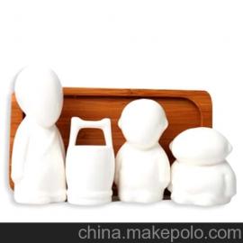 三个和尚陶瓷调味瓶 创意厨房用品 牙签盒 家居用品 促销礼品